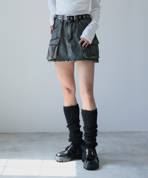 Ulysses（ユリシス）の「ベルト付きカーゴデニムミニスカート（デニムスカート・レディース・グレー/ネイビー・S）」の22枚目の写真