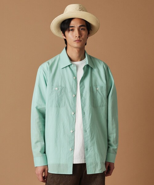 40ｃｔ＆525（フォーティーカラッツアンドゴーニーゴ）の「綿ラミー シアーシャツ（シャツ/ブラウス・メンズ・グリーン系/ピンク系・01/02/03/04）」の9枚目の写真