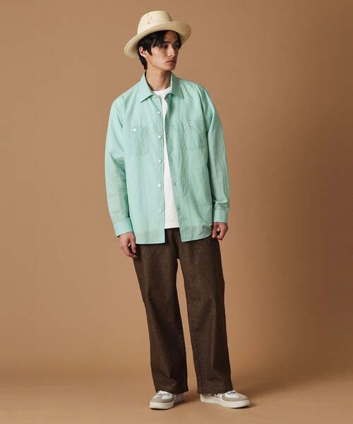 40ｃｔ＆525（フォーティーカラッツアンドゴーニーゴ）の「綿ラミー シアーシャツ（シャツ/ブラウス・メンズ・グリーン系/ピンク系・01/02/03/04）」の7枚目の写真