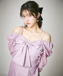 Heart Pattern Ribbon Dress-ハート柄ワンピース