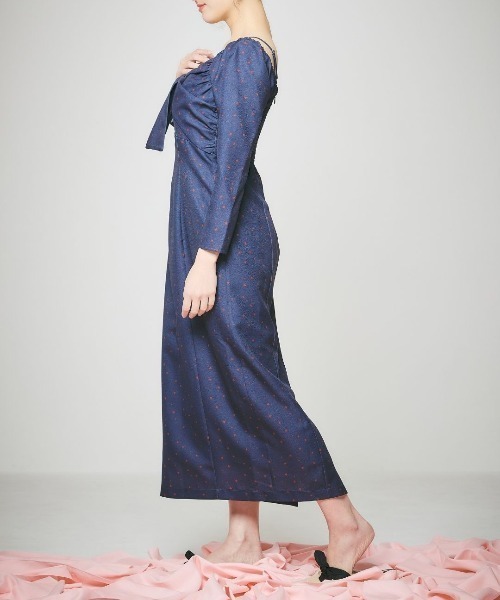 LANTINAM(ランティナム)の「Heart Pattern Ribbon Dress-ハート柄ワンピース(ワンピース・レディース・ピンク/ネイビー・MEDIUM/SMALL)」の18枚目の写真