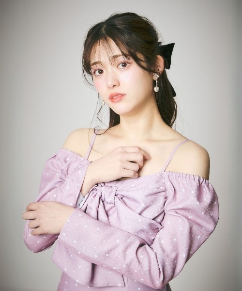 LANTINAM(ランティナム)の「Heart Pattern Ribbon Dress-ハート柄ワンピース(ワンピース・レディース・ピンク/ネイビー・MEDIUM/SMALL)」の20枚目の写真