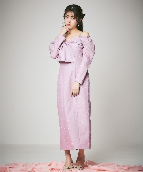 LANTINAM(ランティナム)の「Heart Pattern Ribbon Dress-ハート柄ワンピース(ワンピース・レディース・ピンク/ネイビー・MEDIUM/SMALL)」の21枚目の写真