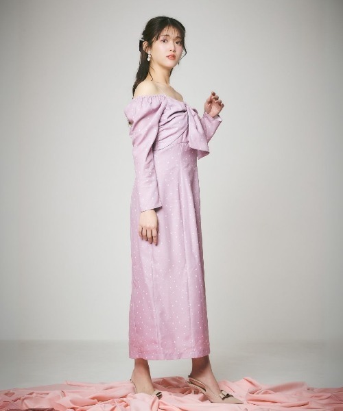 LANTINAM(ランティナム)の「Heart Pattern Ribbon Dress-ハート柄ワンピース(ワンピース・レディース・ピンク/ネイビー・MEDIUM/SMALL)」の22枚目の写真
