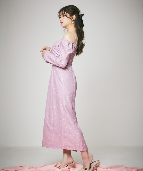 LANTINAM(ランティナム)の「Heart Pattern Ribbon Dress-ハート柄ワンピース(ワンピース・レディース・ピンク/ネイビー・MEDIUM/SMALL)」の13枚目の写真