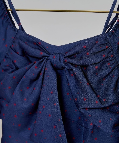 LANTINAM(ランティナム)の「Heart Pattern Ribbon Dress-ハート柄ワンピース(ワンピース・レディース・ピンク/ネイビー・MEDIUM/SMALL)」の6枚目の写真