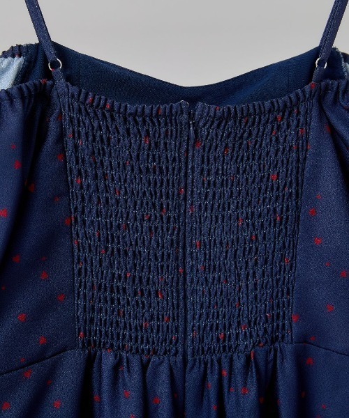 LANTINAM(ランティナム)の「Heart Pattern Ribbon Dress-ハート柄ワンピース(ワンピース・レディース・ピンク/ネイビー・MEDIUM/SMALL)」の3枚目の写真
