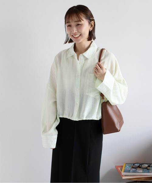 cepo(セポ)の「〈袖2way〉シアーストライプドロストシャツ(シャツ/ブラウス・レディース・ライム/サックスブルー/オフホワイト・M)」の17枚目の写真