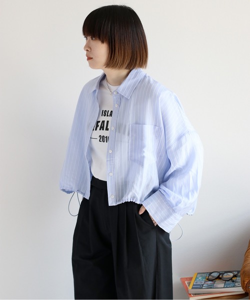 cepo(セポ)の「〈袖2way〉シアーストライプドロストシャツ(シャツ/ブラウス・レディース・ライム/サックスブルー/オフホワイト・M)」の22枚目の写真