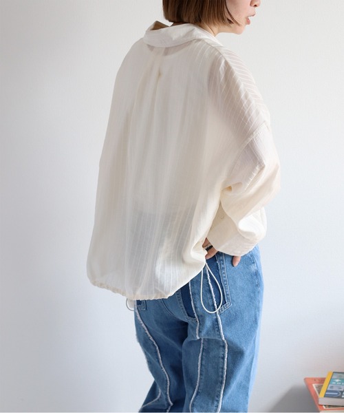 cepo(セポ)の「〈袖2way〉シアーストライプドロストシャツ(シャツ/ブラウス・レディース・ライム/サックスブルー/オフホワイト・M)」の10枚目の写真