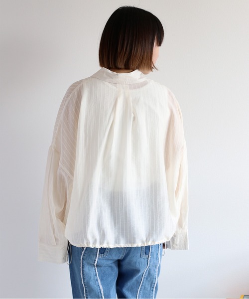 cepo(セポ)の「〈袖2way〉シアーストライプドロストシャツ(シャツ/ブラウス・レディース・ライム/サックスブルー/オフホワイト・M)」の9枚目の写真