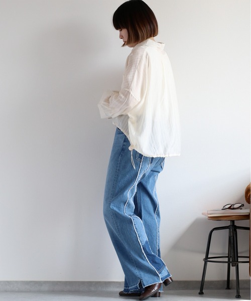 cepo(セポ)の「〈袖2way〉シアーストライプドロストシャツ(シャツ/ブラウス・レディース・ライム/サックスブルー/オフホワイト・M)」の12枚目の写真
