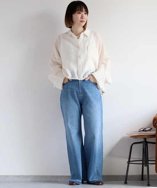 cepo(セポ)の「〈袖2way〉シアーストライプドロストシャツ(シャツ/ブラウス・レディース・ライム/サックスブルー/オフホワイト・M)」の11枚目の写真
