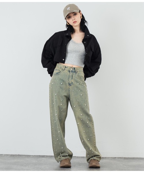 ANAP(アナップ)の「フロント パールライク ストレート デニム(デニムパンツ・レディース・ブルー/ブラック・FREE)」の15枚目の写真