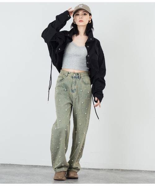 ANAP(アナップ)の「フロント パールライク ストレート デニム(デニムパンツ・レディース・ブルー/ブラック・FREE)」の16枚目の写真
