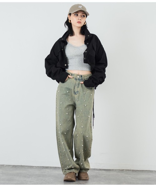 ANAP(アナップ)の「フロント パールライク ストレート デニム(デニムパンツ・レディース・ブルー/ブラック・FREE)」の17枚目の写真