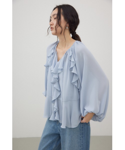 crie conforto（クリーコンフォルト）の「ラッフルブラウス 長袖（シャツ/ブラウス・レディース・オフホワイト/ピンク/ブラック/ライトブルー・FREE）」の3枚目の写真
