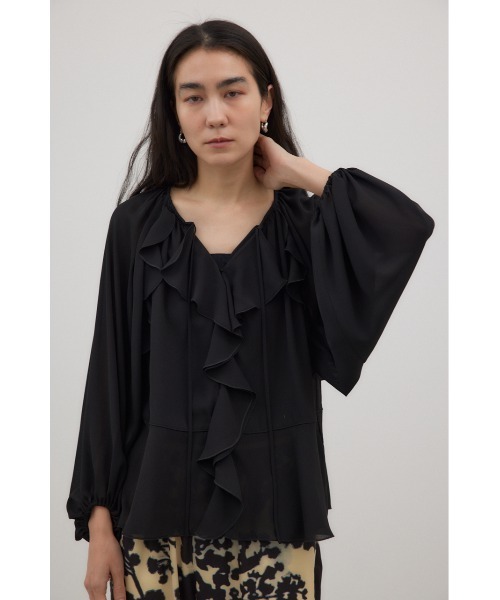 crie conforto（クリーコンフォルト）の「ラッフルブラウス 長袖（シャツ/ブラウス・レディース・オフホワイト/ピンク/ブラック/ライトブルー・FREE）」の11枚目の写真