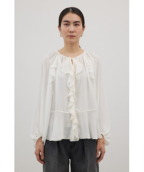 crie conforto（クリーコンフォルト）の「ラッフルブラウス 長袖（シャツ/ブラウス・レディース・オフホワイト/ピンク/ブラック/ライトブルー・FREE）」の15枚目の写真