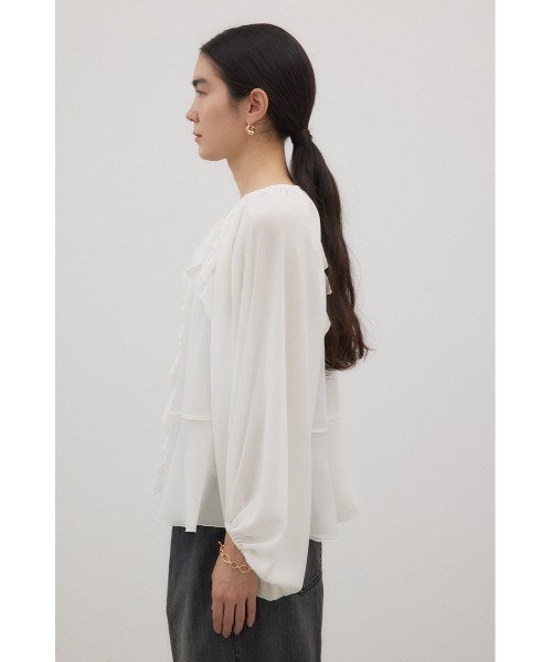 crie conforto（クリーコンフォルト）の「ラッフルブラウス 長袖（シャツ/ブラウス・レディース・オフホワイト/ピンク/ブラック/ライトブルー・FREE）」の14枚目の写真