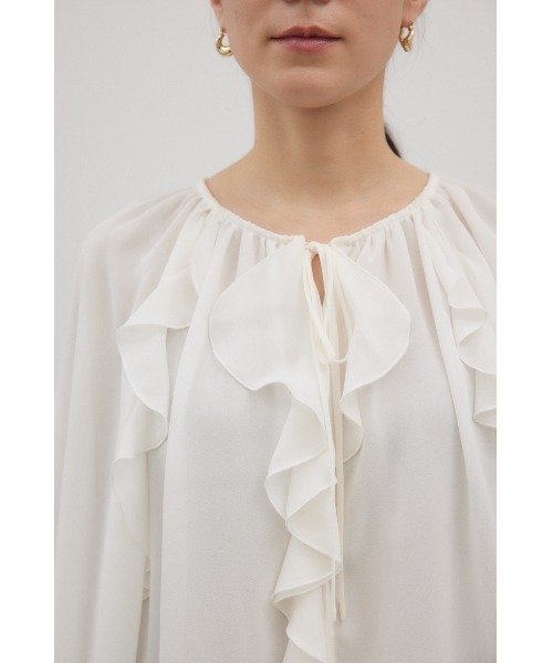 crie conforto（クリーコンフォルト）の「ラッフルブラウス 長袖（シャツ/ブラウス・レディース・オフホワイト/ピンク/ブラック/ライトブルー・FREE）」の12枚目の写真