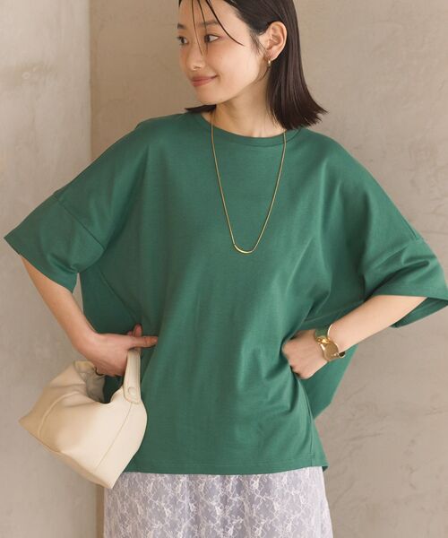 AMERICAN HOLIC（アメリカンホリック）の「コクーンシルエットカットソー／接触冷感（Tシャツ/カットソー・レディース・ピンク/その他6/ブラック/ライトベージュ/オフホワイト/ブルー/グリーン/ブラウン/オレンジ/チャコールグレー・M/L）」の6枚目の写真