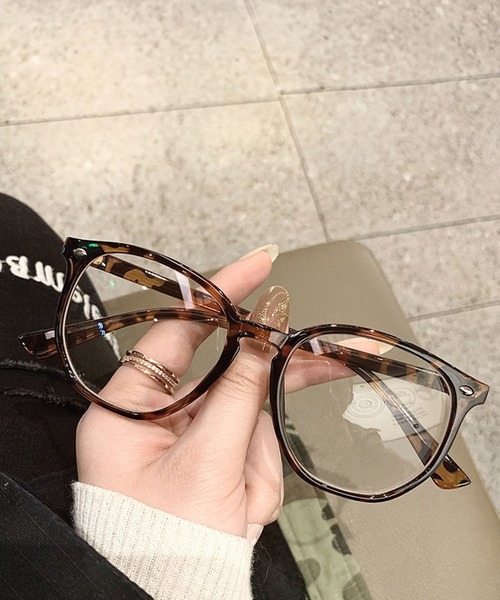 セール】べっ甲柄フレームボストンメガネ（メガネ