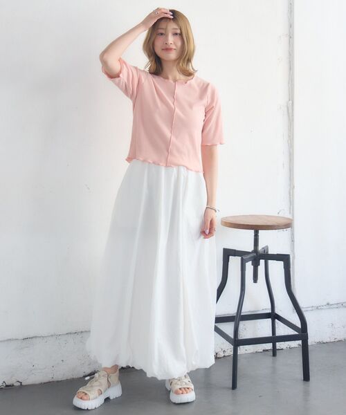 RETRO GIRL(レトロガール)の「メロウ5分袖CT(Tシャツ/カットソー・レディース・ホワイト系その他/ブラック/オフホワイト/ピンク・FREE)」の9枚目の写真