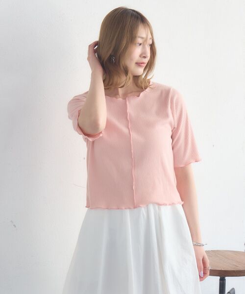 RETRO GIRL(レトロガール)の「メロウ5分袖CT(Tシャツ/カットソー・レディース・ホワイト系その他/ブラック/オフホワイト/ピンク・FREE)」の13枚目の写真