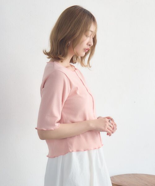 RETRO GIRL(レトロガール)の「メロウ5分袖CT(Tシャツ/カットソー・レディース・ホワイト系その他/ブラック/オフホワイト/ピンク・FREE)」の14枚目の写真