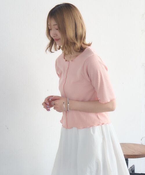 RETRO GIRL(レトロガール)の「メロウ5分袖CT(Tシャツ/カットソー・レディース・ホワイト系その他/ブラック/オフホワイト/ピンク・FREE)」の15枚目の写真