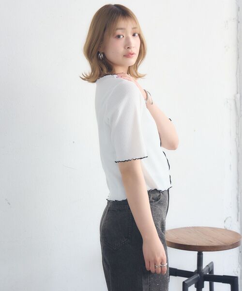 RETRO GIRL(レトロガール)の「メロウ5分袖CT(Tシャツ/カットソー・レディース・ホワイト系その他/ブラック/オフホワイト/ピンク・FREE)」の22枚目の写真