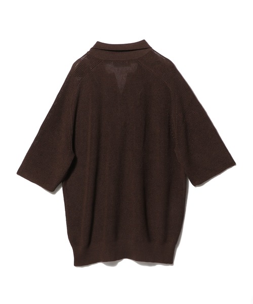 ESTNATION（エストネーション）の「ESTNATION / リネンシルク スキッパーポロ（ポロシャツ・メンズ・ブラック/ブラウン・LARGE/MEDIUM）」の3枚目の写真