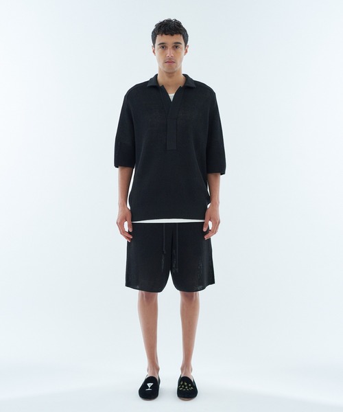 ESTNATION（エストネーション）の「ESTNATION / リネンシルク スキッパーポロ（ポロシャツ・メンズ・ブラック/ブラウン・LARGE/MEDIUM）」の16枚目の写真