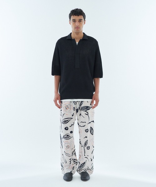 ESTNATION（エストネーション）の「ESTNATION / リネンシルク スキッパーポロ（ポロシャツ・メンズ・ブラック/ブラウン・LARGE/MEDIUM）」の10枚目の写真