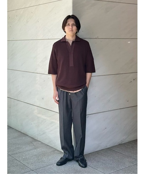 ESTNATION（エストネーション）の「ESTNATION / リネンシルク スキッパーポロ（ポロシャツ・メンズ・ブラック/ブラウン・LARGE/MEDIUM）」の11枚目の写真