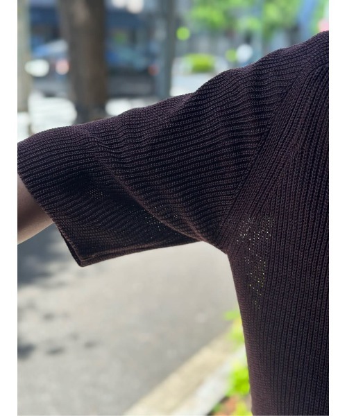 ESTNATION（エストネーション）の「ESTNATION / リネンシルク スキッパーポロ（ポロシャツ・メンズ・ブラック/ブラウン・LARGE/MEDIUM）」の14枚目の写真