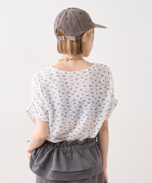 w closet（ダブルクローゼット）の「半袖フラワーレースジャガードT（Tシャツ/カットソー・レディース・アイボリー/オフホワイト/ピンク・FREE）」の9枚目の写真