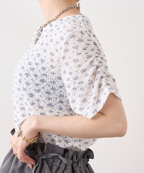 w closet（ダブルクローゼット）の「半袖フラワーレースジャガードT（Tシャツ/カットソー・レディース・アイボリー/オフホワイト/ピンク・FREE）」の10枚目の写真