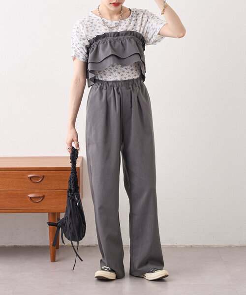 w closet（ダブルクローゼット）の「半袖フラワーレースジャガードT（Tシャツ/カットソー・レディース・アイボリー/オフホワイト/ピンク・FREE）」の12枚目の写真