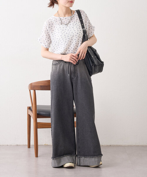 w closet（ダブルクローゼット）の「半袖フラワーレースジャガードT（Tシャツ/カットソー・レディース・アイボリー/オフホワイト/ピンク・FREE）」の18枚目の写真