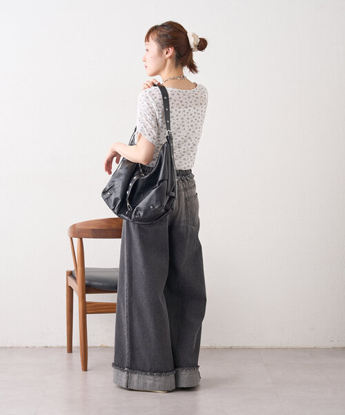 w closet（ダブルクローゼット）の「半袖フラワーレースジャガードT（Tシャツ/カットソー・レディース・アイボリー/オフホワイト/ピンク・FREE）」の20枚目の写真