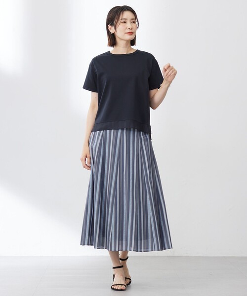J.PRESS(ジェイプレス)の「【洗える】ランダムストライプ スカート(スカート・レディース・ネイビー系1/サックスブルー系1/ベージュ系1・T13/T15)」の9枚目の写真