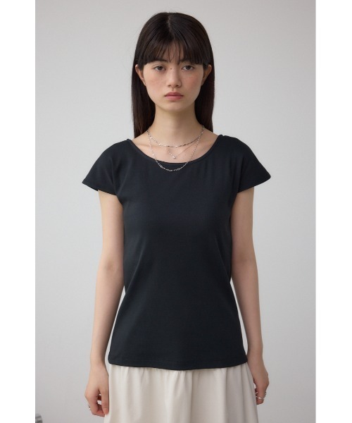 AZUL by moussy（アズールバイマウジー）の「C/Tフレンチスリーブカットトップス（Tシャツ/カットソー・レディース・ブラウン/アイボリー/ブラック・SMALL/MEDIUM）」の18枚目の写真