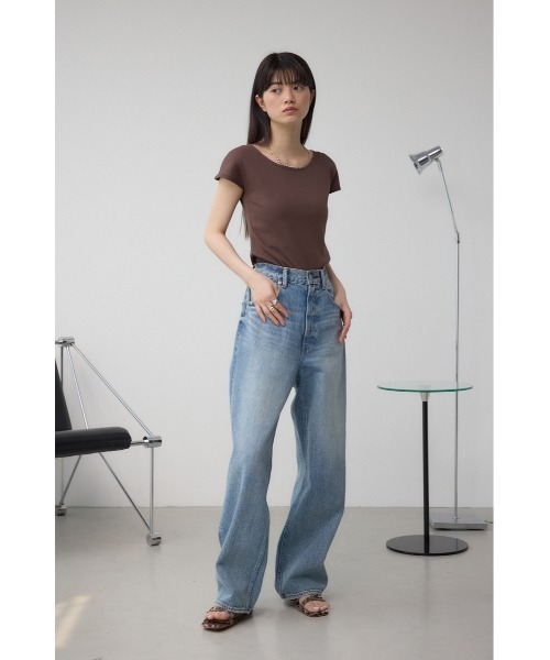 AZUL by moussy（アズールバイマウジー）の「C/Tフレンチスリーブカットトップス（Tシャツ/カットソー・レディース・ブラウン/アイボリー/ブラック・SMALL/MEDIUM）」の10枚目の写真