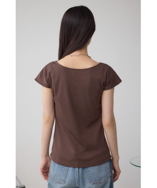 AZUL by moussy（アズールバイマウジー）の「C/Tフレンチスリーブカットトップス（Tシャツ/カットソー・レディース・ブラウン/アイボリー/ブラック・SMALL/MEDIUM）」の7枚目の写真