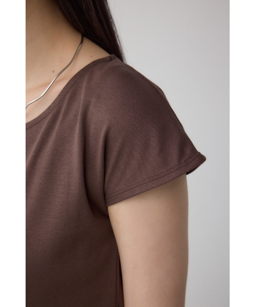 AZUL by moussy（アズールバイマウジー）の「C/Tフレンチスリーブカットトップス（Tシャツ/カットソー・レディース・ブラウン/アイボリー/ブラック・SMALL/MEDIUM）」の5枚目の写真