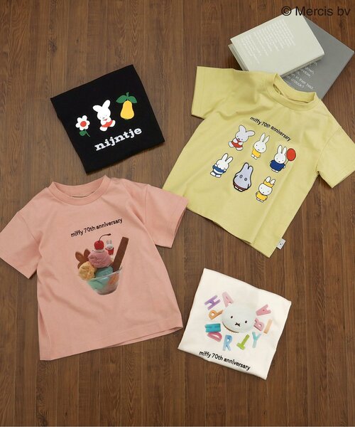 Miffy（ ミッフィー）の「【miffy 70周年】バリエーションTシャツ（Tシャツ/カットソー・キッズ・イエロー/サーモンピンク/ブラック/アイボリー・80/90/100/110/120/130/140）」の5枚目の写真