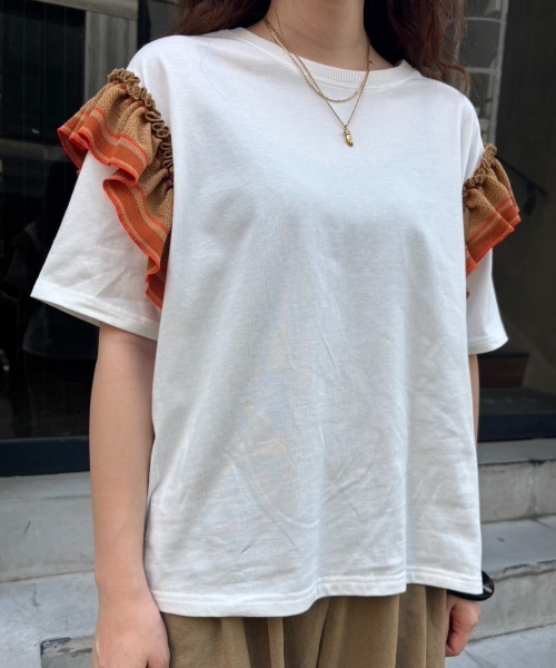 セール】【WEB・一部店舗限定】FRILL SLEEVE TOP（Tシャツ