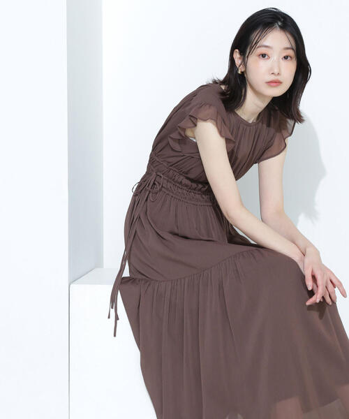 NATURAL BEAUTY BASIC（ナチュラルビューティーベーシック）の「◇楊柳サイドリボンワンピース（ワンピース・レディース・ブラック系その他/チャコールグレー/ダークブラウン/ピンク・SMALL/MEDIUM/P/S）」の3枚目の写真